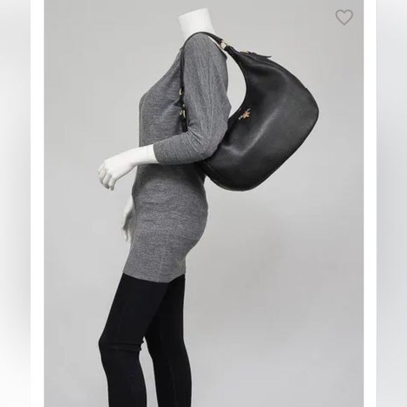 *Sold*  PRADA Black Vitello Daino Leather Zip-Top Hobo Bag BR4311 - Picture 4 of 17